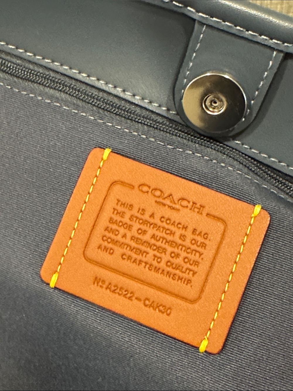 Coach Bag Denim Coated Canvas City Tote Patent Leather Dark Navy Tote NWOT RARE - Picture 13 of 17